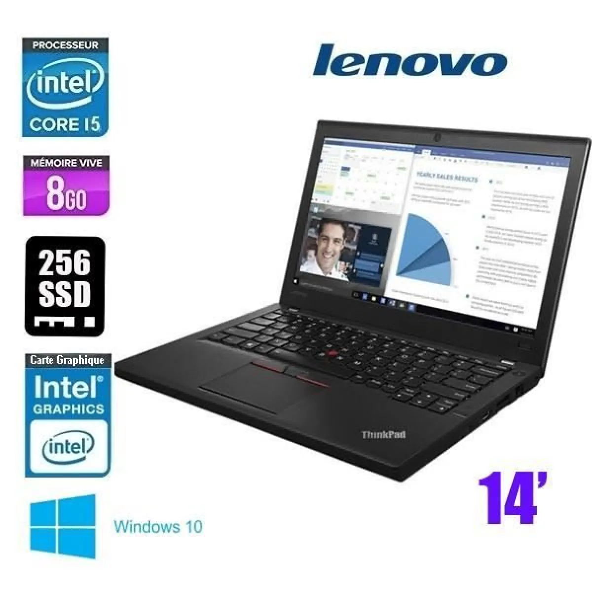 LENOVO THINKPAD T460S CORE I5 6200U 2.3Ghz 8GO 256SSD